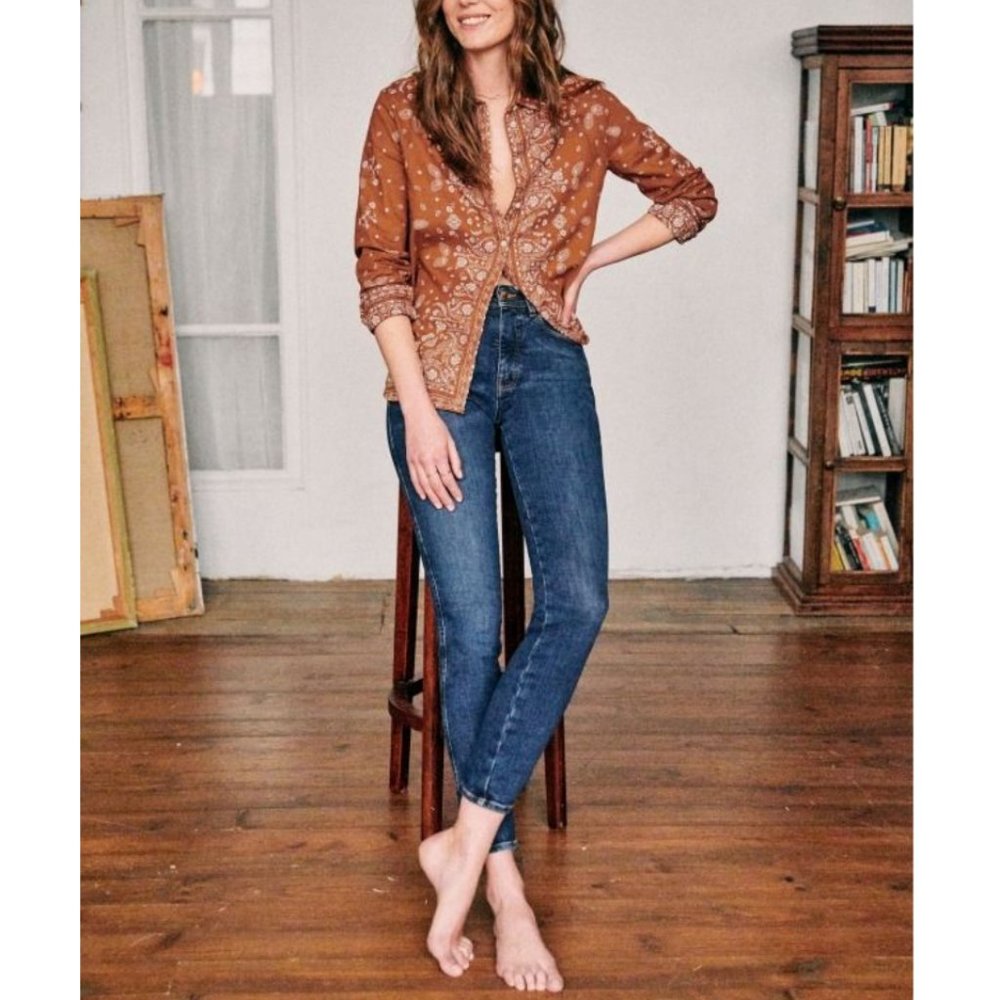 Sézane Parisian Perfect Slim High Waisted Skinny Blue Denim Jeans High Rise - 29 - Picture 1 of 13